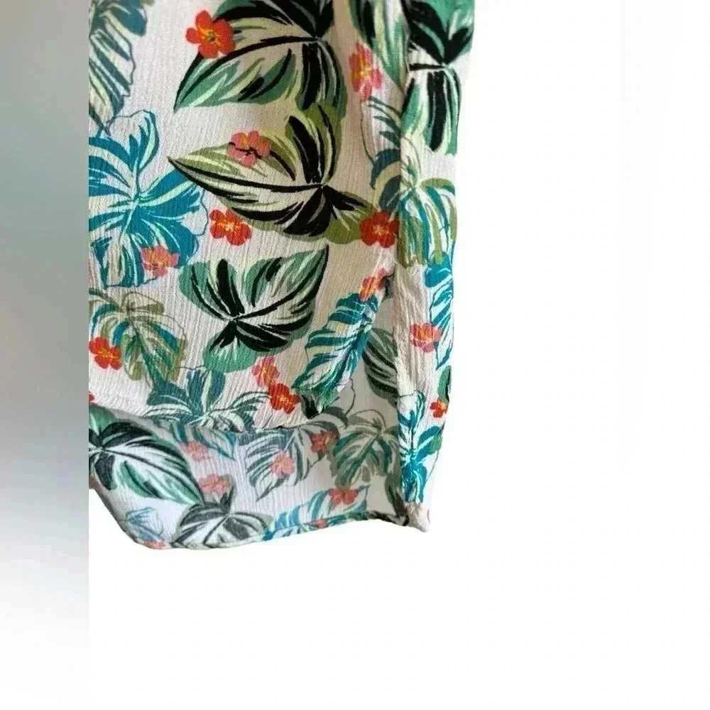Lost & Wander Seascape Cover Up Dress Shirt Dress Green Tropical Print Size M/L - Picture 6 of 13